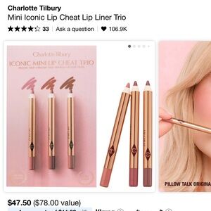 BRAND NEW NEVER OPENED Charlotte Tilbury Mini Iconic Lip Cheat Lip Liner Trio